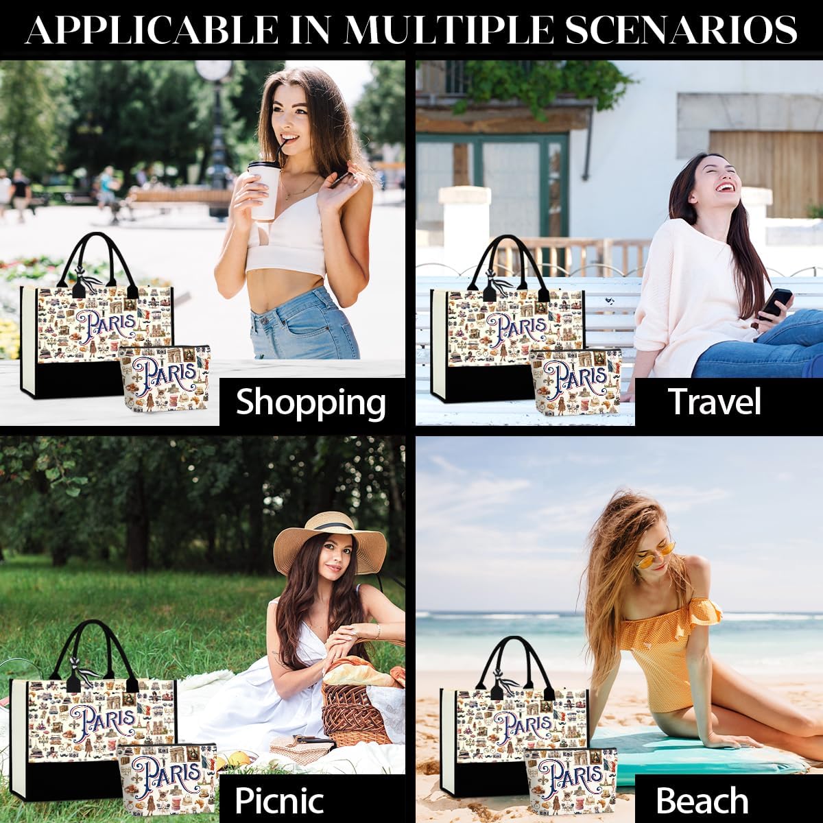 Seattle Italy Chicago New York Las Vegas Paris Gifts for Women Canvas Tote Bag Mother's Day Gifts for Women