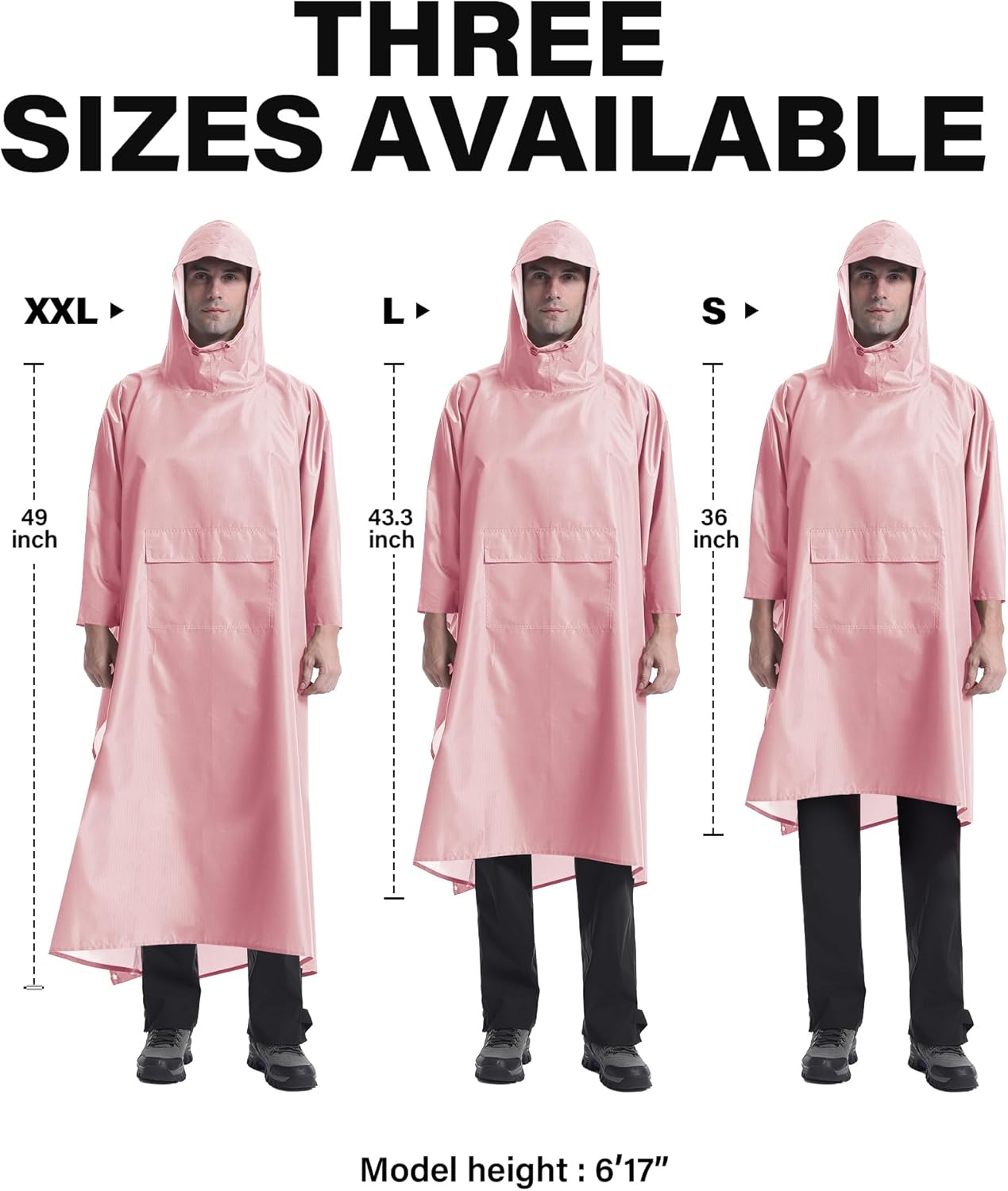 iCreek Hooded Rain Poncho Packable Unisex Raincoat Jacket with Pocket Waterproof Lightweight for Hiking, Camping, Outdoor