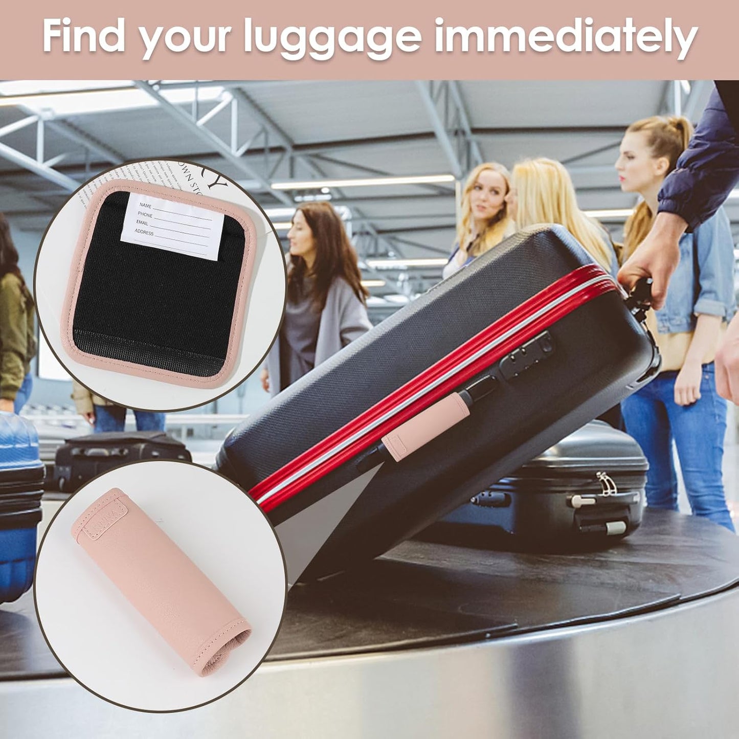KINIVA Leather Luggage Handle Wrap 2 Pack Set,Luggage Identifiers Tags Markers for Luggage Suitcase,Travel Accessories