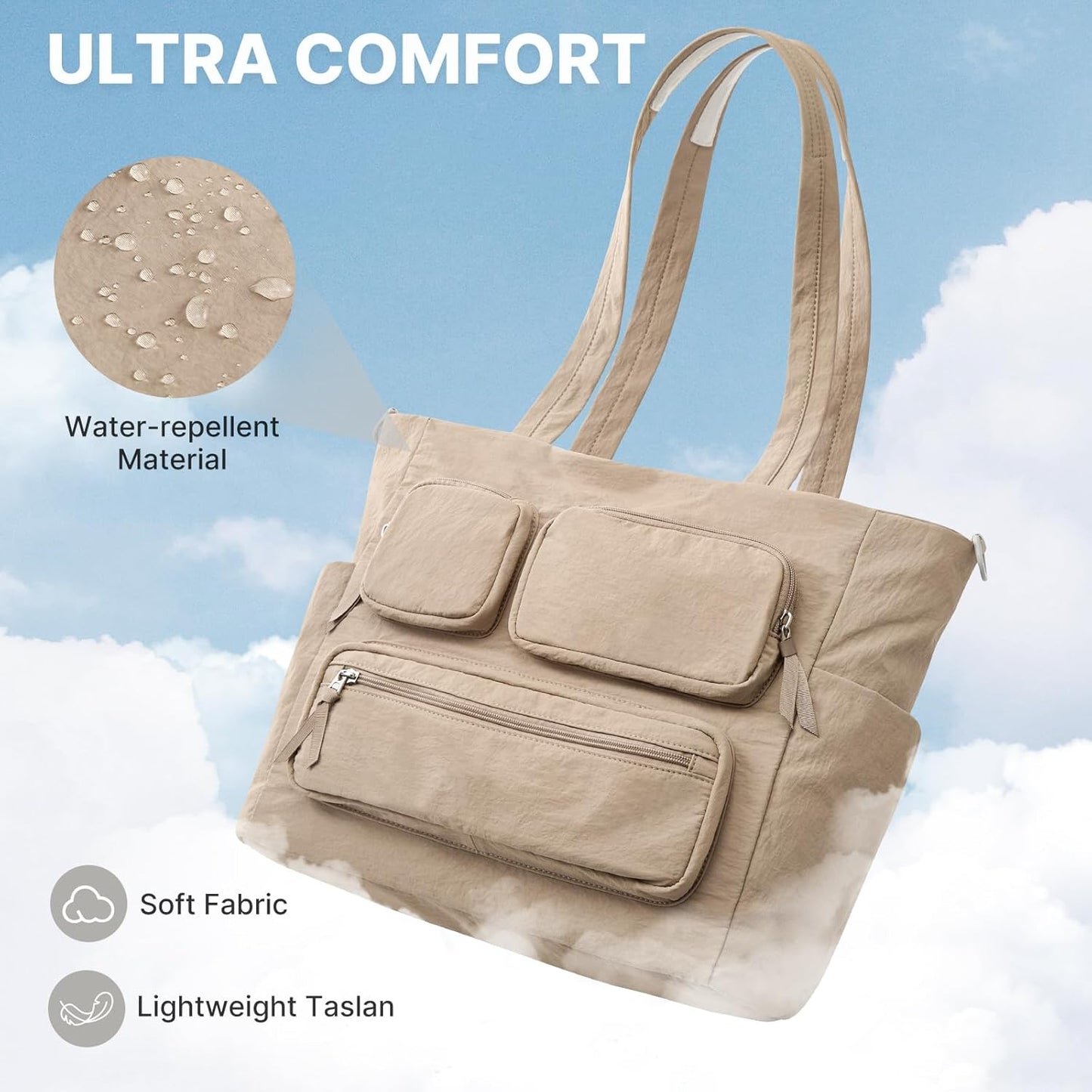 G4Free Tote Bag for Women, Lightweight Work Bag with 15" Laptop Pocket for Teacher Nurse Casual Shoulder Bag for Travel Daily