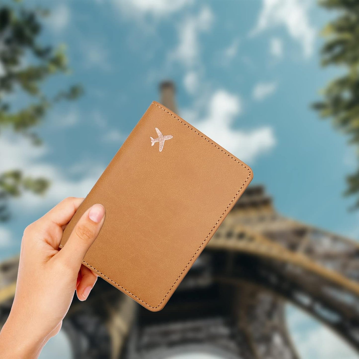 Deziliao Passport Wallet, Faux Leather, Lightweight, Waterproof, Rfid Blocking, Slim, Brown
