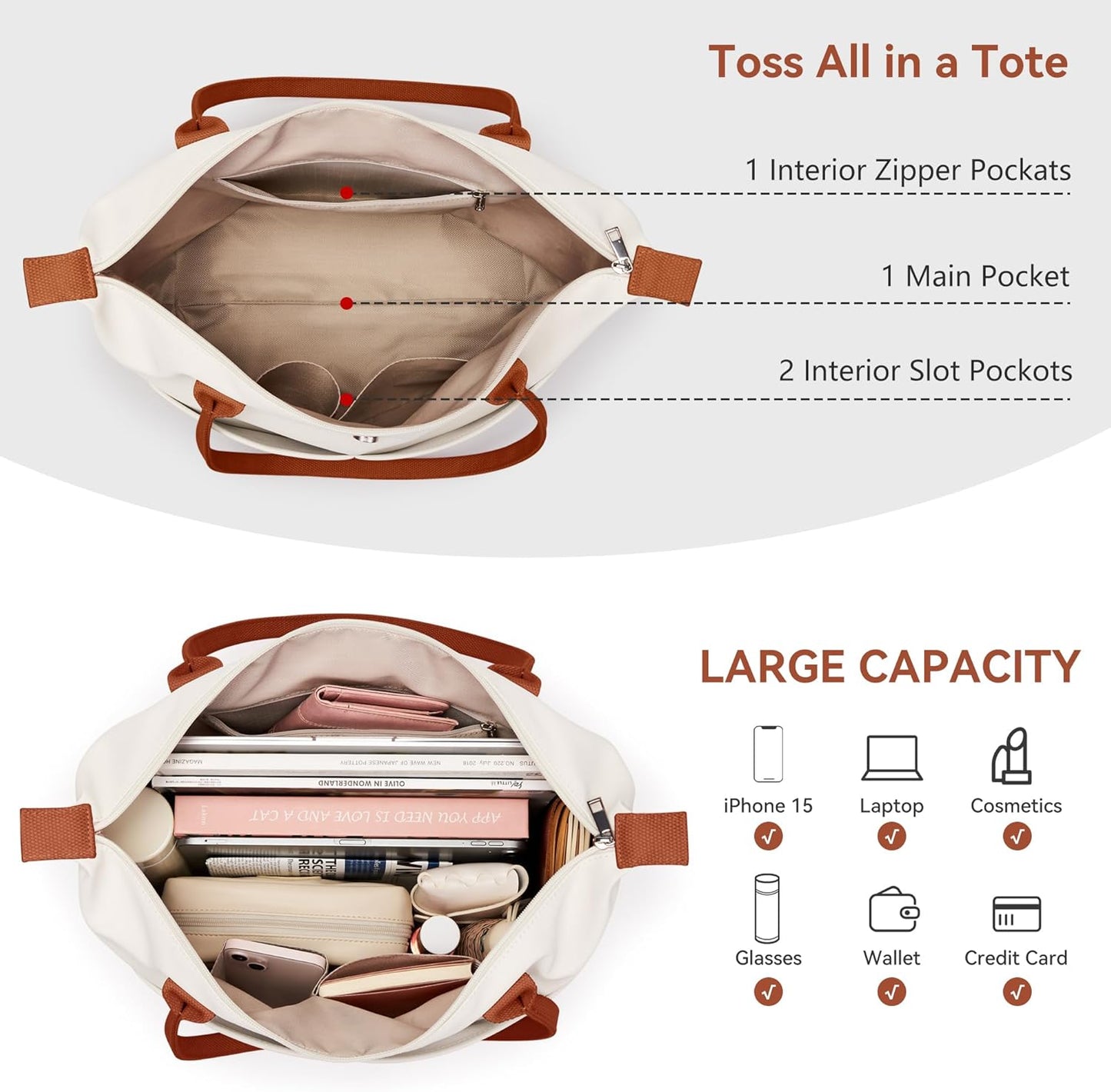 Nylon Tote Bag Women Zipper Shoulder Purse Large Hobo Top Handle Foldable Handbags for Work Travel Shopping