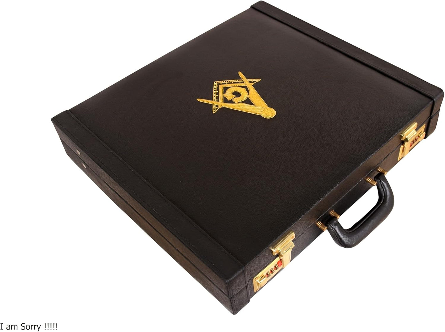 Masonic MM/WM Apron Hard Briefcase, Square Compass G Emblem – Freemason Bags & Cases 17.5'' 15.5'' 3'' (Inches)