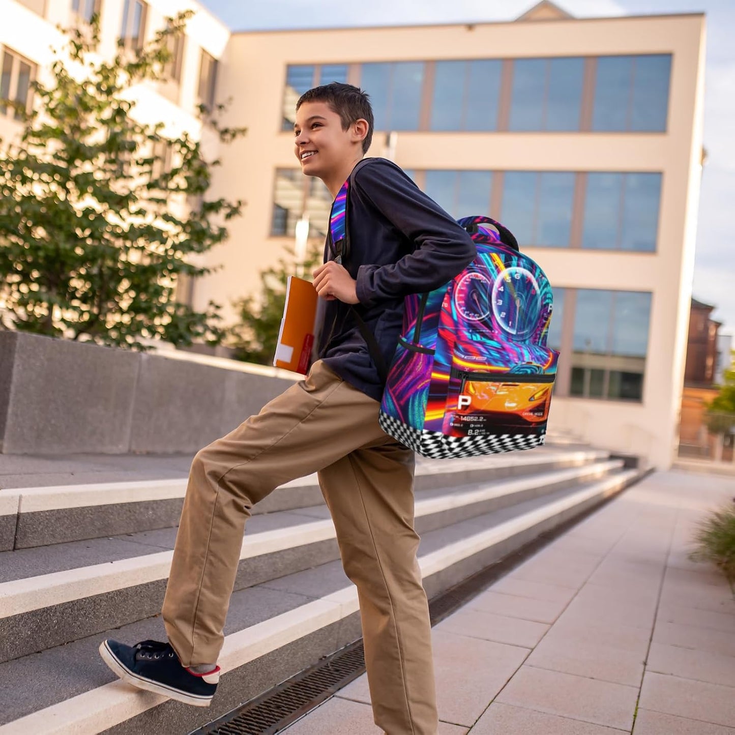 Kids Racing Car School Backpack For Boys Cool Sports Car Boys Backpack For Kids Children Teens Elementary Middle School Car Bookbag Travel Back Pack for Age 6-18