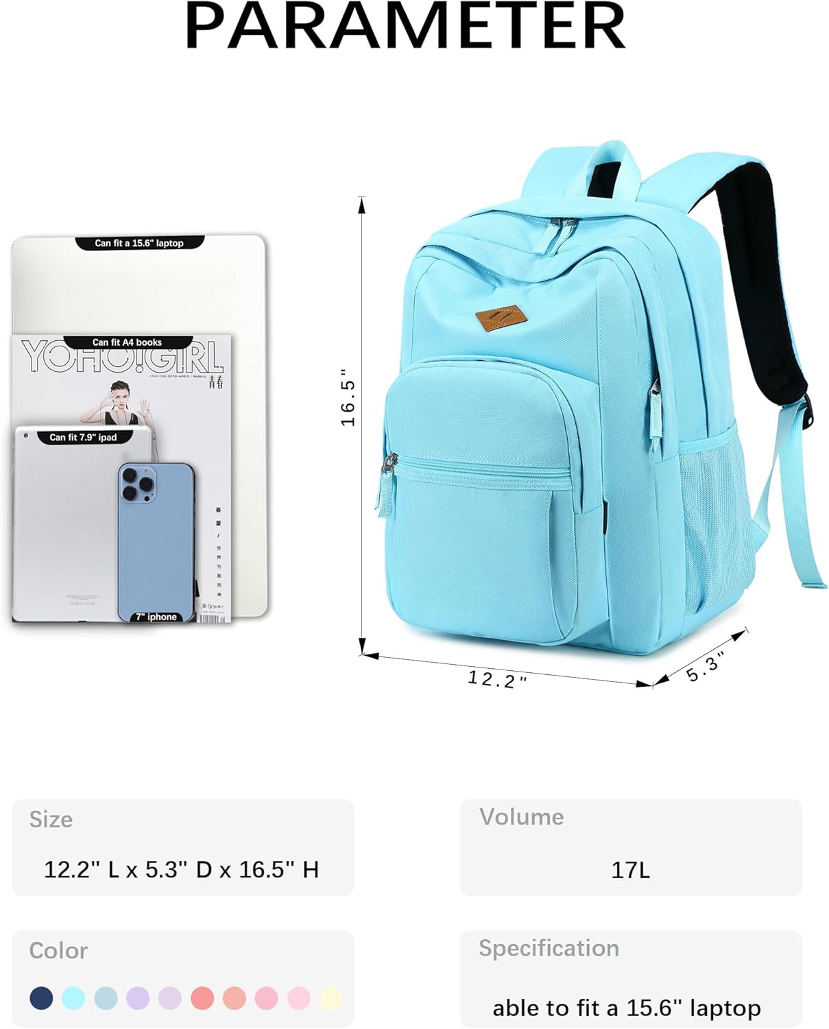 abshoo Classical Basic Travel Backpack For School Water Resistant Bookbag
