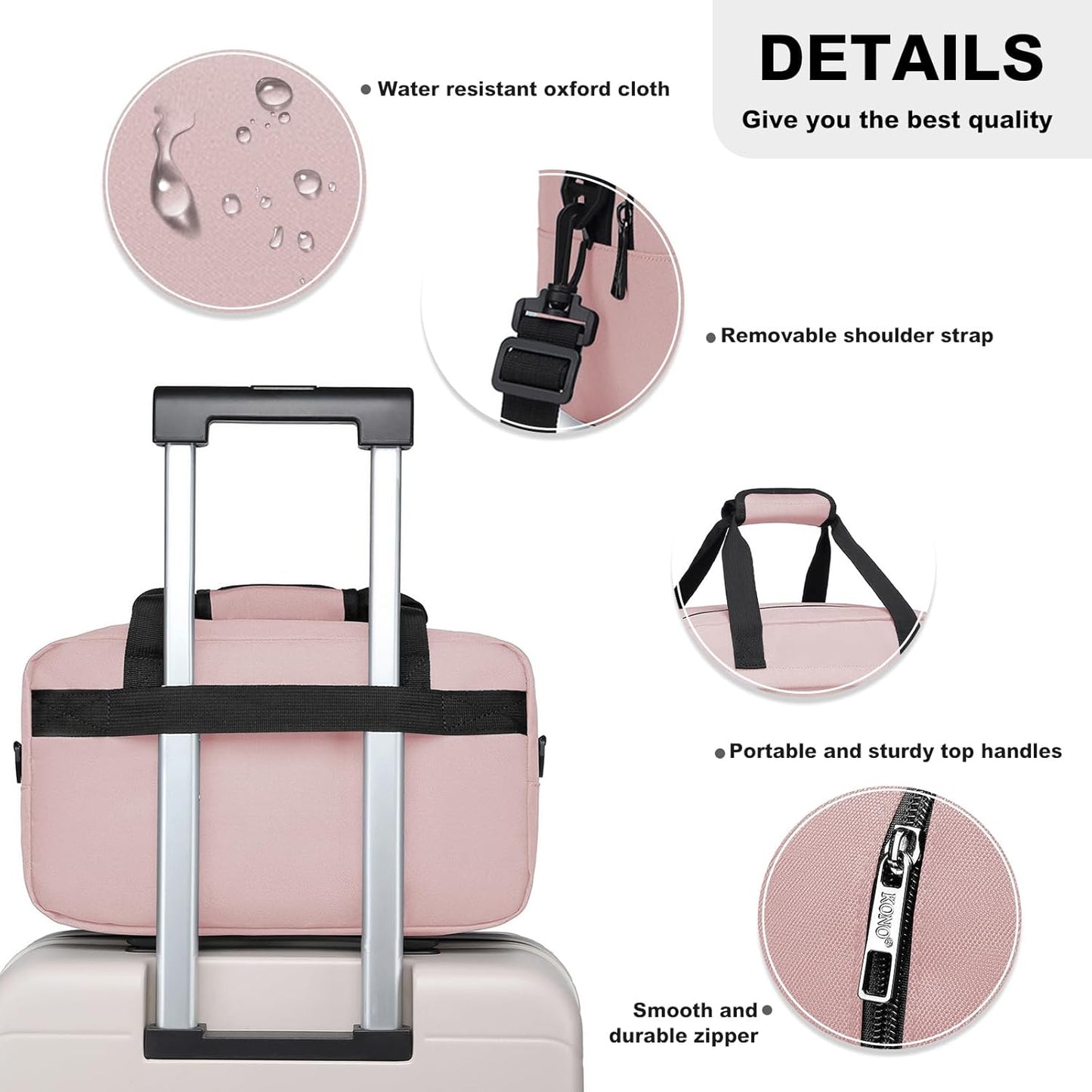 Kono Travel Duffel Bag 14L Under Seat Carry-on Bag Sports Tote Gym Bag Weekender Overnight Bags 13.78"x7.87"x7.87" Pink
