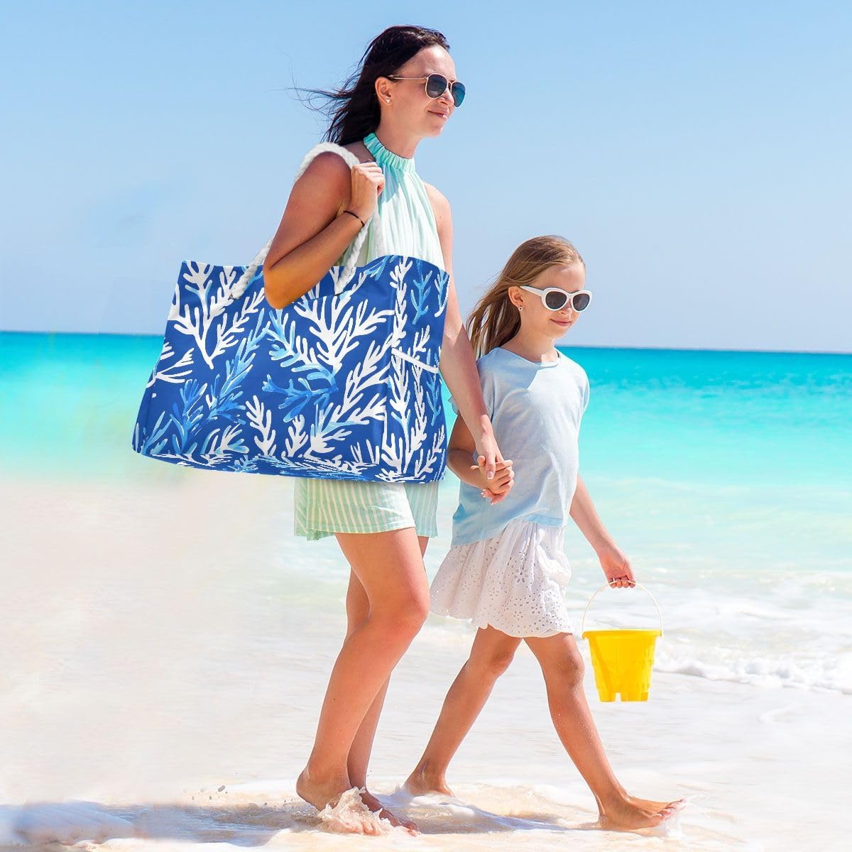 senya Large Beach Bags Totes Swim Canvas Tote Shoulder Bag Water Resistant Bags for Gym Travel Daily