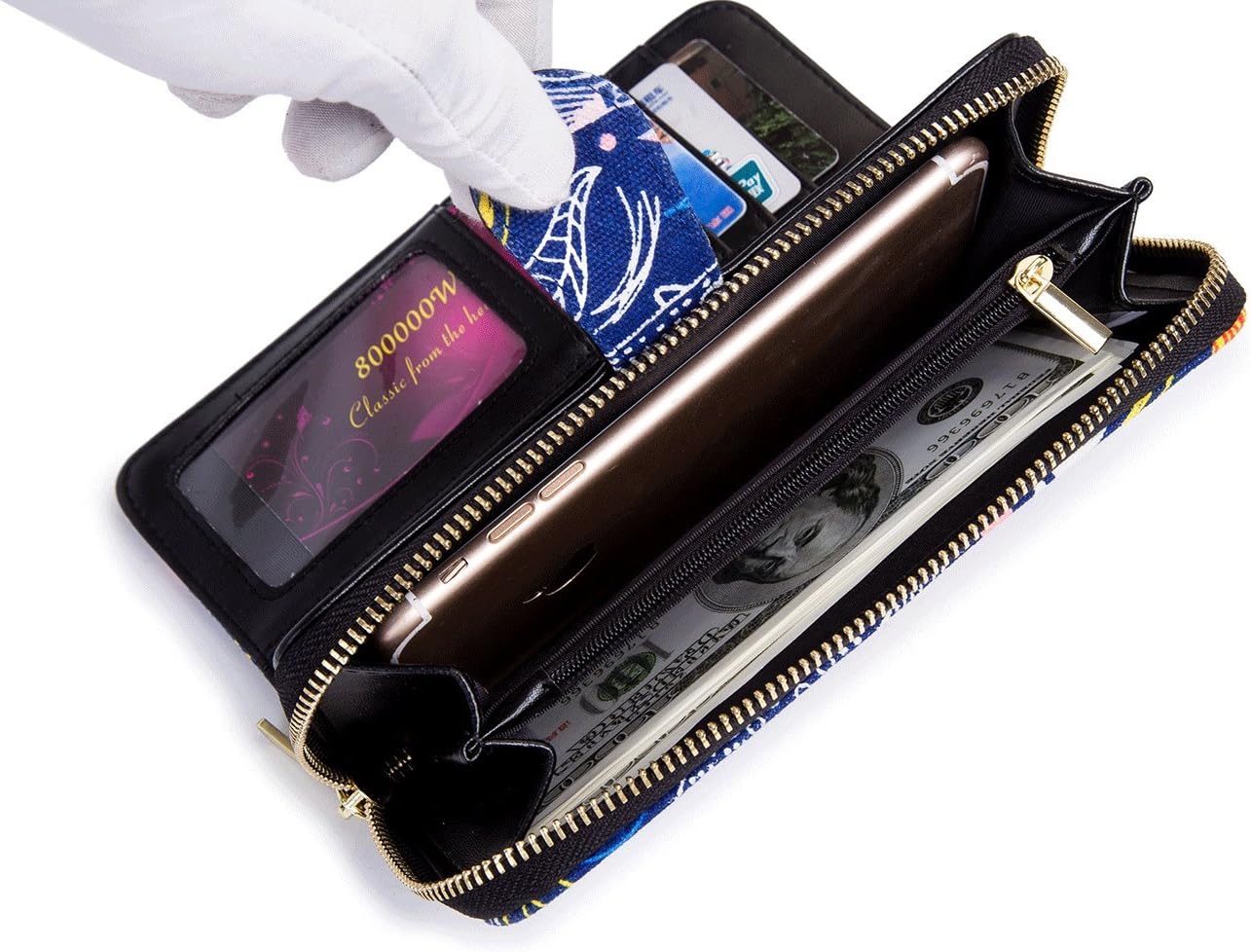 Women Wallet Card RFID For Womens Holder Blocking Credit Small Zipper Purse Pocket Bifold Slim Coin ID Ladies Wristlet Clutch Large Capacity Window Case Travel Zip Women's
