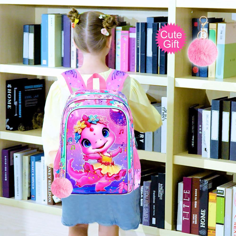WZLVO 3PCS Kids Backpack for Girls, Unicorn Dinosaur Animal Prechool Elementary Kindergarten School Bookbag with Lunch Box