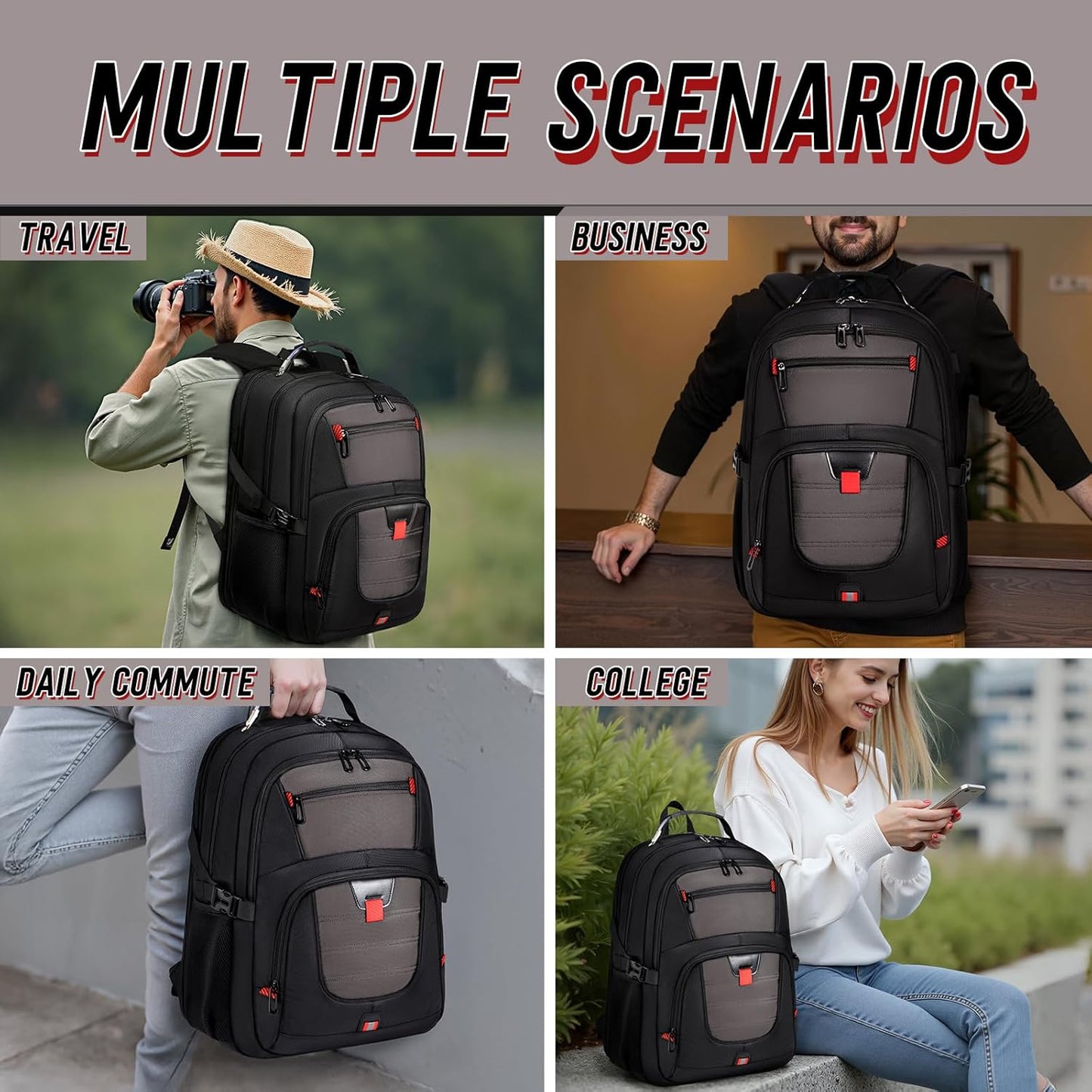 Z-MGKISS Travel Backpack, TSA Airline Approved, Travel Laptop Backpack with USB Charging Port