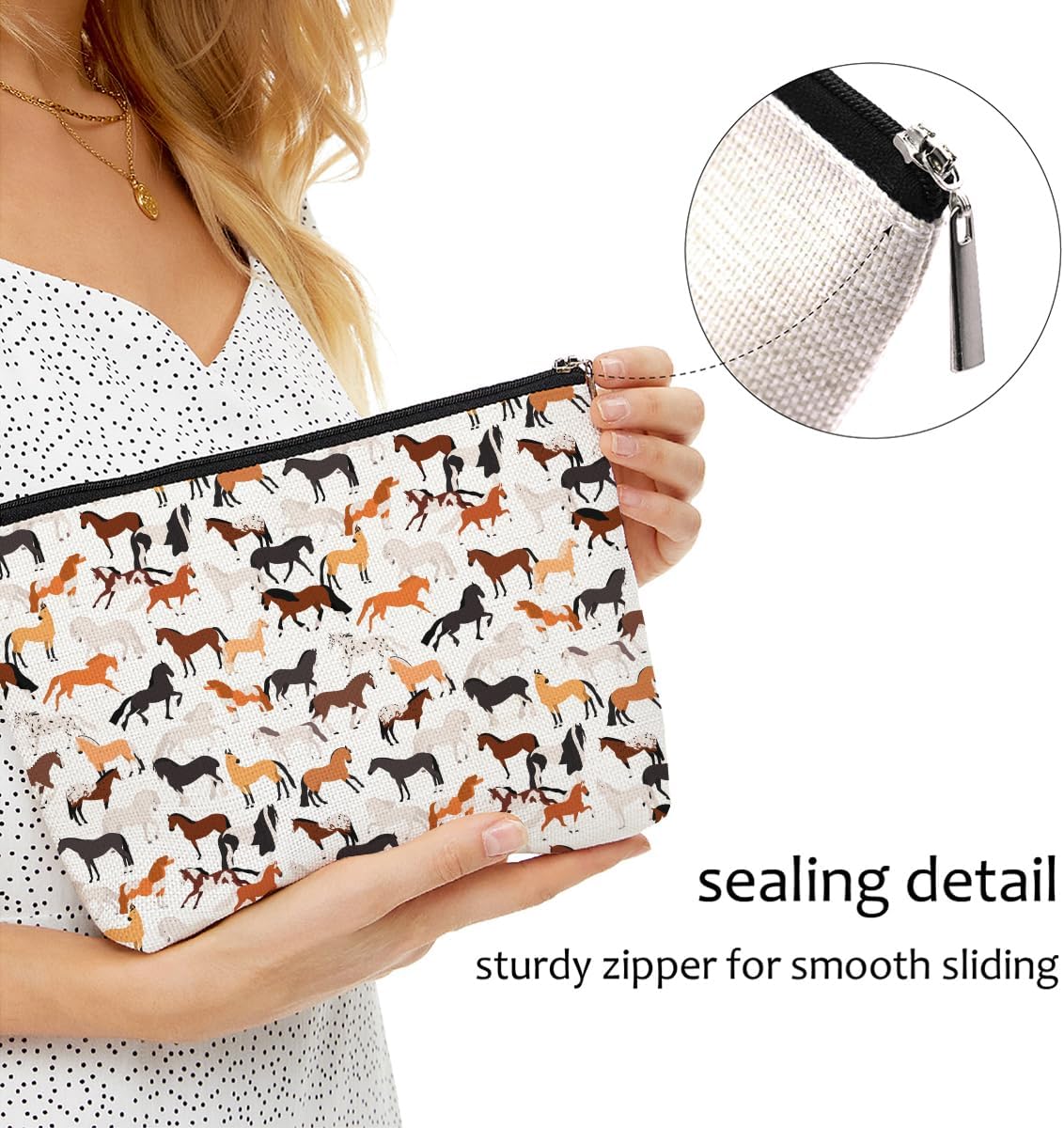 Cute Horse Makeup Bag Horse Gifts for Girls Horses Lover Animal Lovers Coworkers Horse Accessories Horse Stuff Merch Travel Accessories Bag Mothers Day Christmas Birthday Gift Ideas Appreciate Gifts