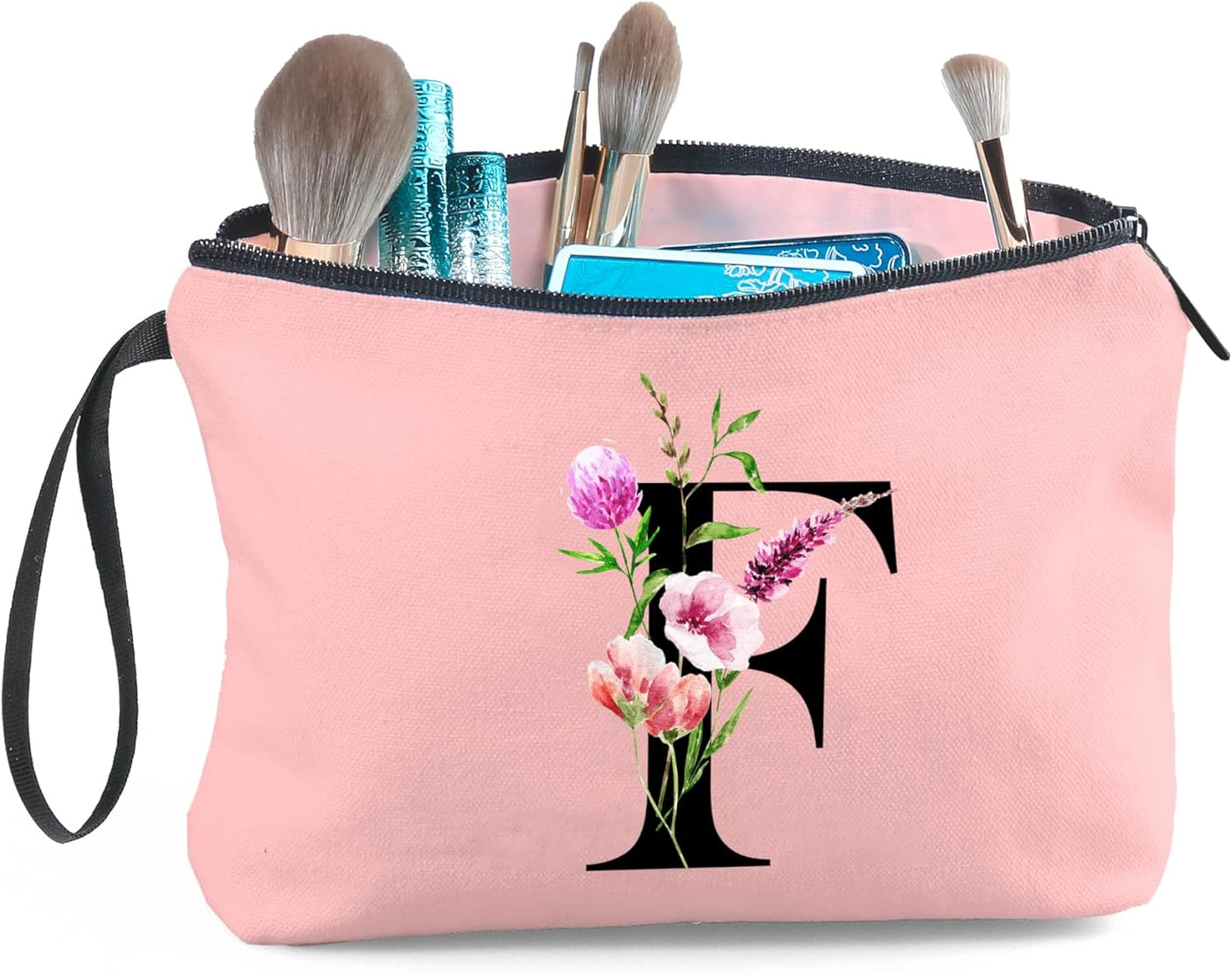 Birthday Thank You Appreciation Monogrammed Gifts for Mom Aunt Teacher Sister Friend Coworkers Bride Bridesmaid Makeup Cosmetic Bag with Mirror Mothers Day Christmas Graduation F