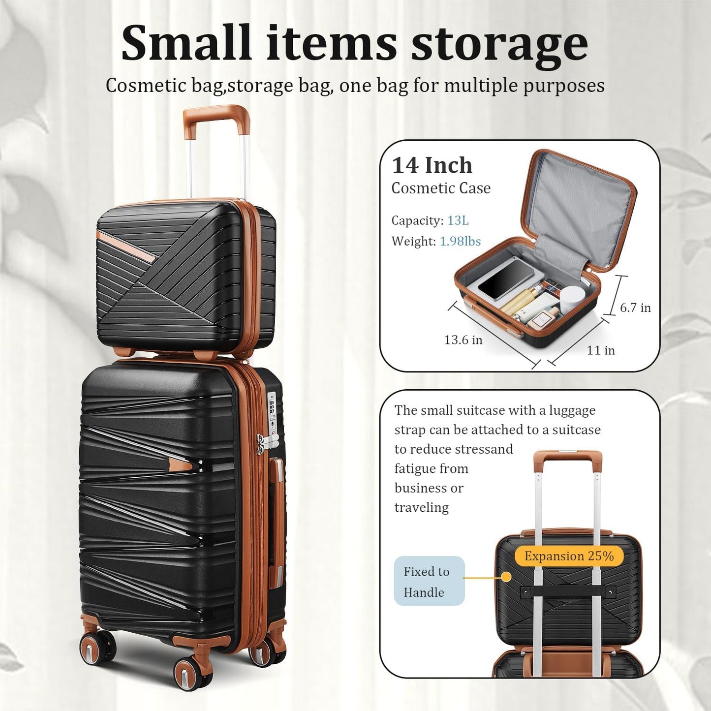 4-Piece Expandable Hardshell Luggage Set with TSA Lock (14/20/24/28) - Lightweight PP Suitcases