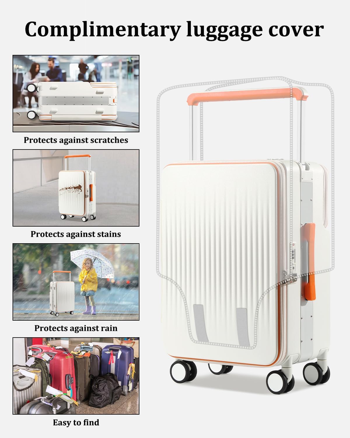 Joyway Carry on Luggage Airline Approved, Hardside Carry-on Suitcase with Charging Port and Spinner Wheels, Hardshell 20 Inch Luggage with TSA Lock, Pink
