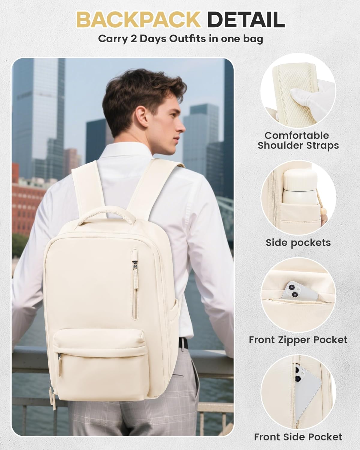 WONHOX Large Travel Backpack Carry on Flight Approved Laptop Work Business Backpack for Women Men Mochila de Viaje