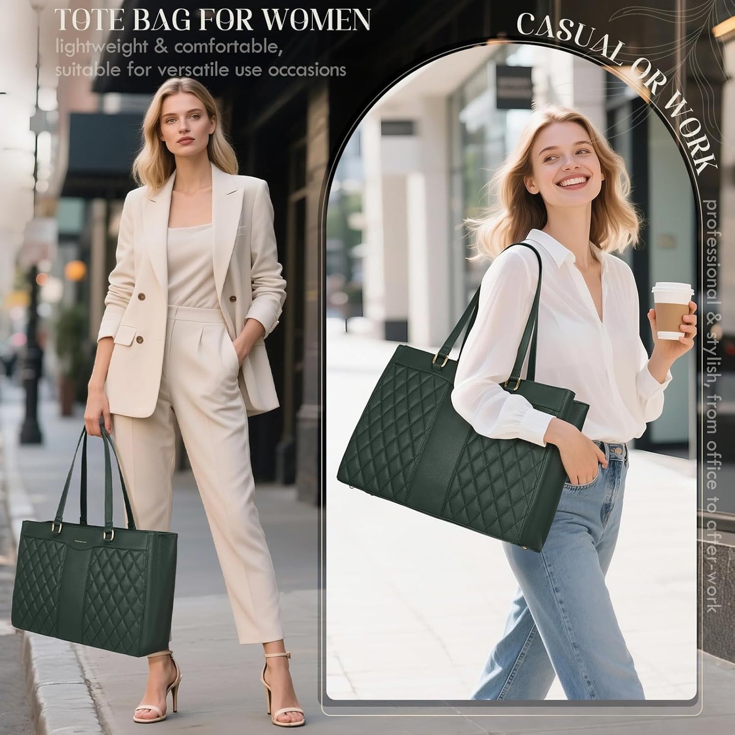 RAINSMORE Laptop Bag for Women 15.6 Inch Work Tote Bags Leather Laptop Tote Professional Laptop