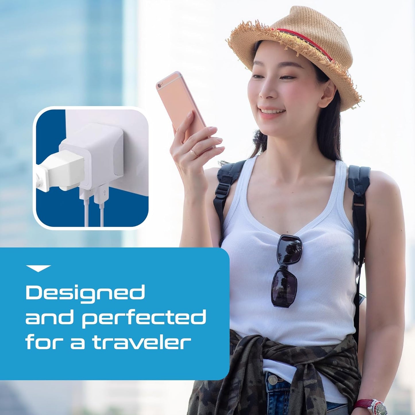 Ceptics Thailand Travel Plug Adapter – Type O Power Adapter with USB-C & A + USA Input – Ultra