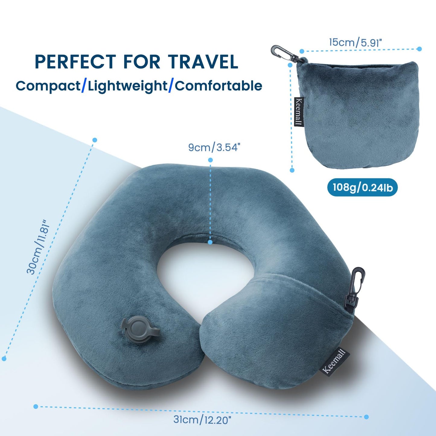 Keemall Portable Inflatable Travel Neck Pillow for Airplane, Car & Office
