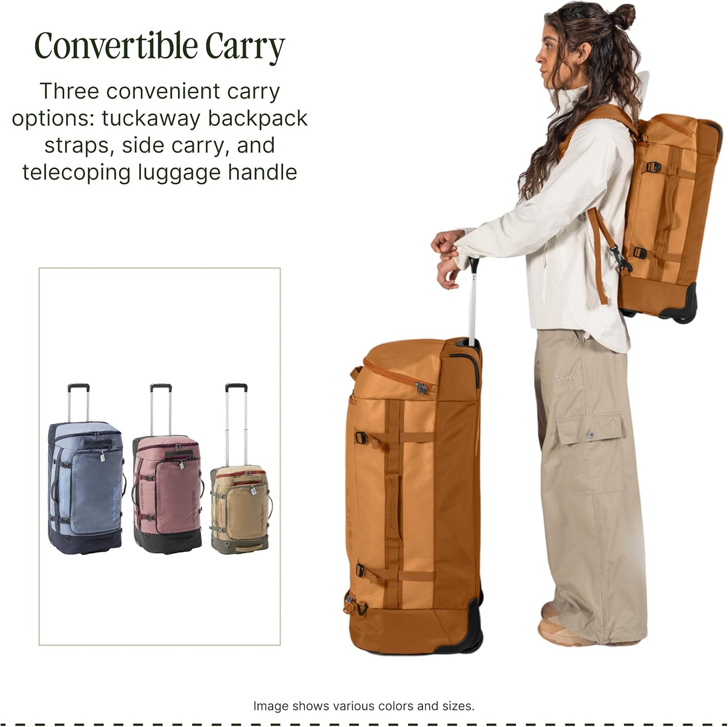 Eagle Creek Cargo Hauler XT Wheeled Duffel - Wheeled Backpack Duffel - Deployable Backpack Straps - Lockable U-Lid & Easy Access Compartment - Glacier Blue