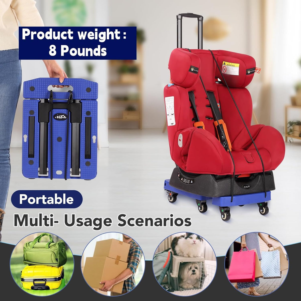 Folding Hand Truck Lightweight Hand Truck Dolly Foldable,Luggage cart with 6 Rotate Wheels, Utility