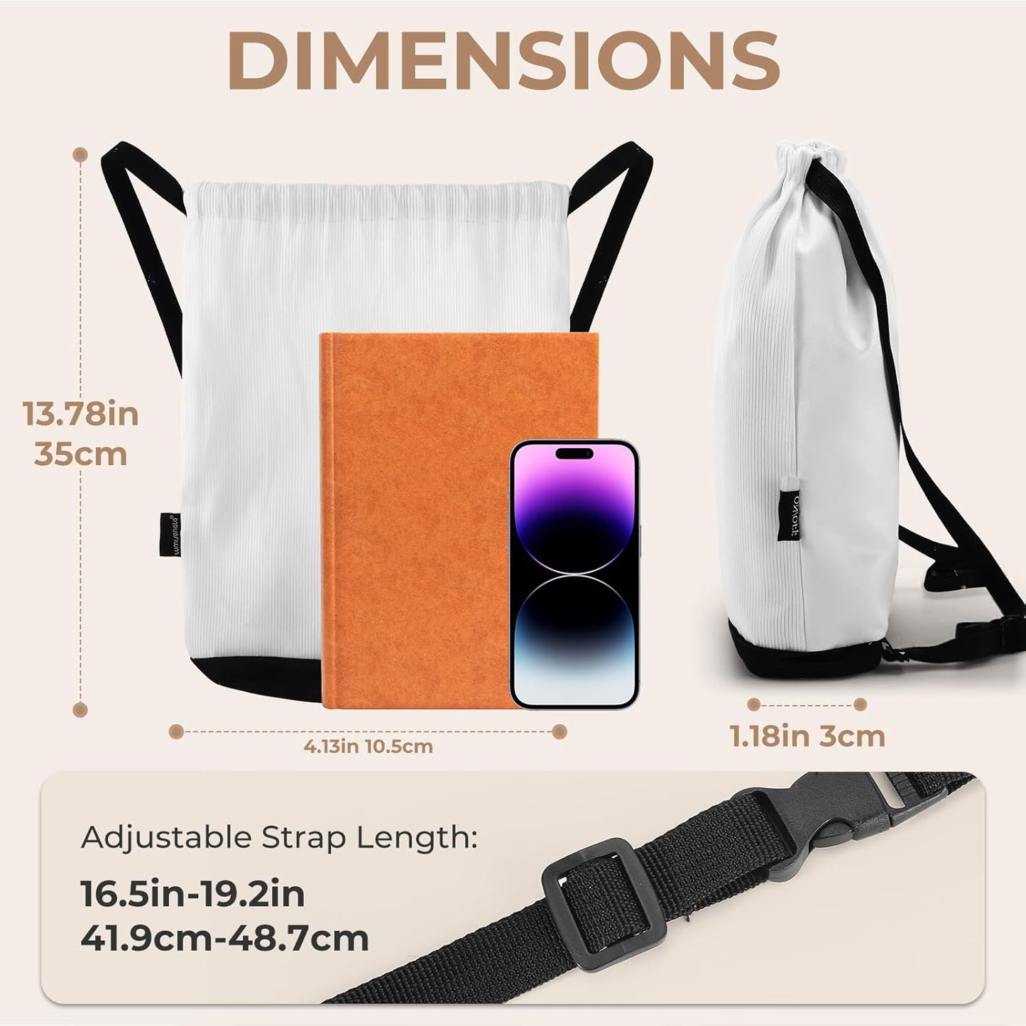 LED Backpack Drawstring Bag Gym Bags Light up Purse 7 Colors Rave Gear Rucksack for Bike Hiking festival carnival (Black)