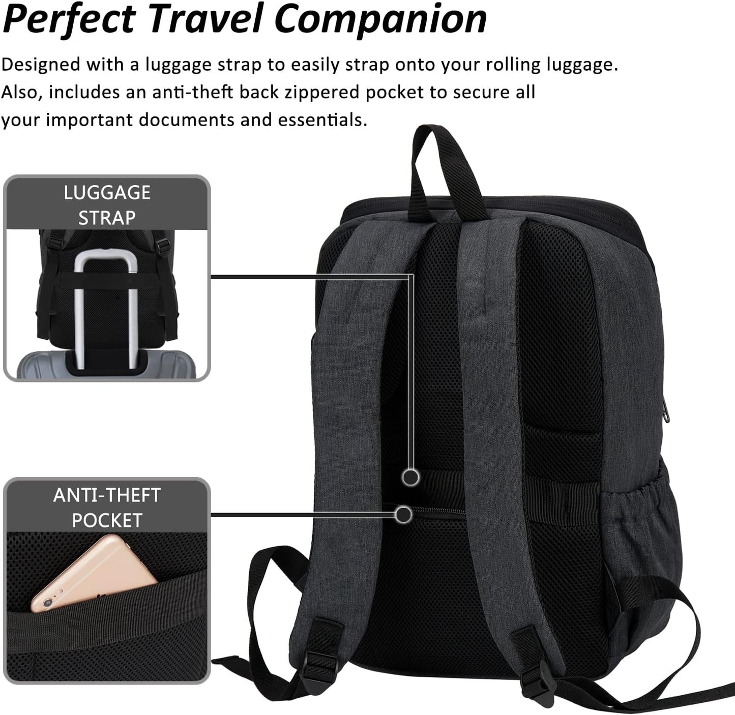MAXTOP Laptop Backpack for Women Men College Bookbag Business Travel Backpack Water Resistant Computer Backpack with USB Charging Port Fits 15.6 Inch Laptop