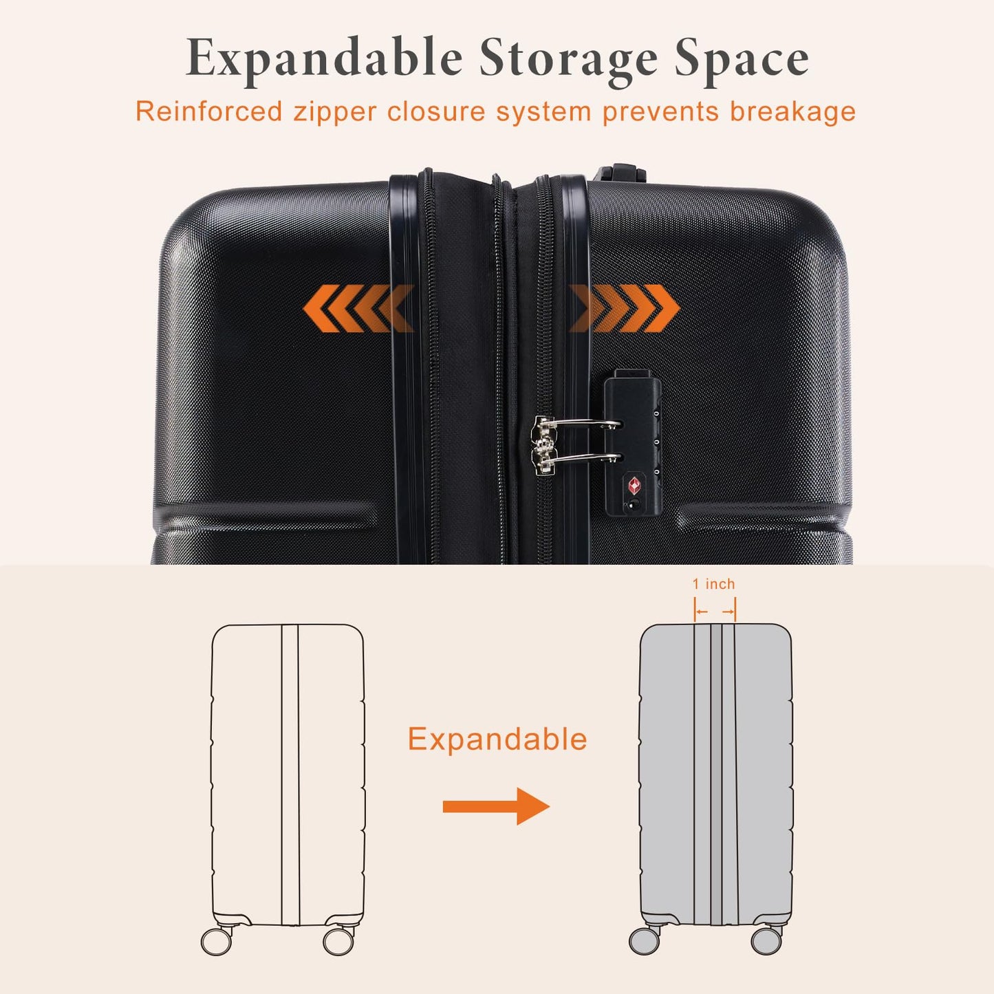 Sweetcrispy 21 Inch Carry On Luggage, Suitcase with Spinner Wheels