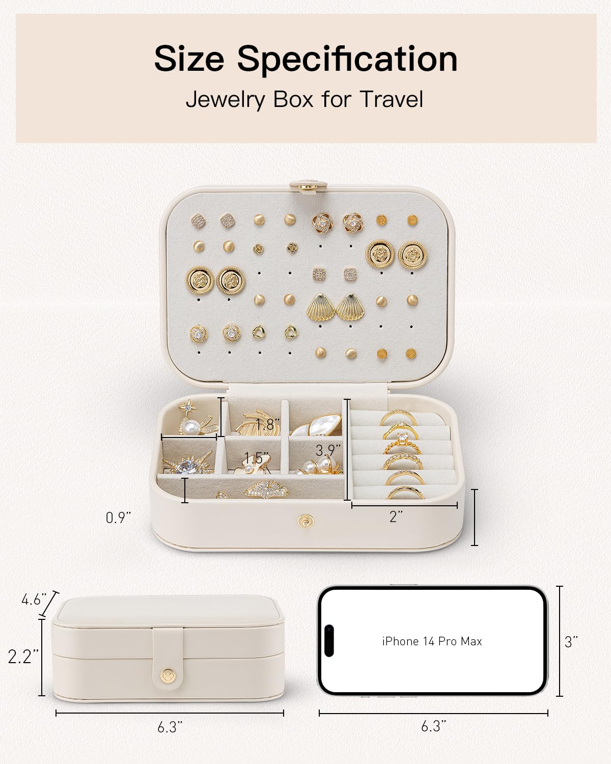 VLANDO Travel Jewelry Case for Women Girls, Gifts for Mother, PU Leather Small Jewelry Box for