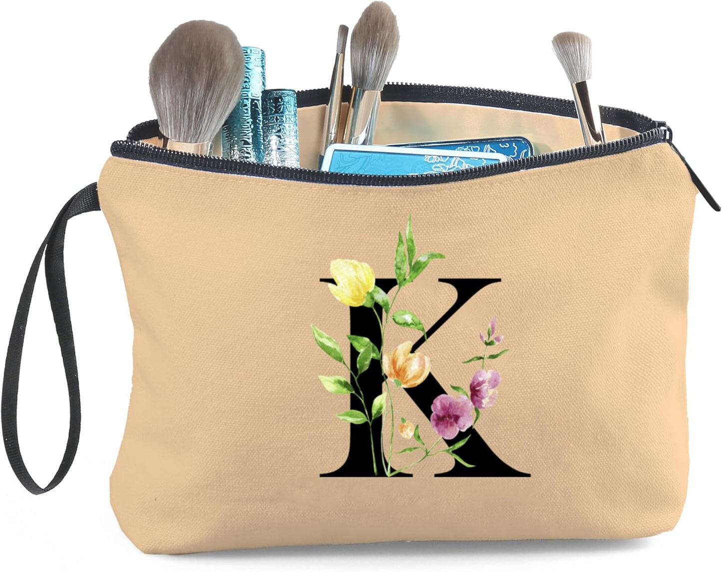 Birthday Thank You Appreciation Monogrammed Gifts for Mom Aunt Teacher Sister Friend Coworkers Bride Bridesmaid Makeup Cosmetic Bag with Mirror Mothers Day Christmas Graduation K