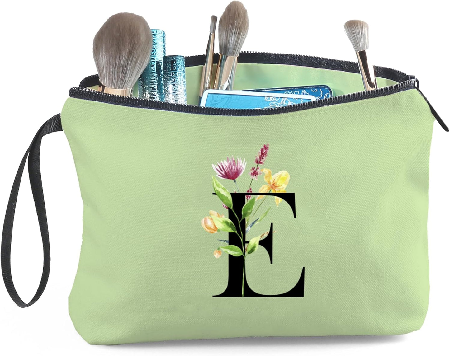 Women Birthday Unique Bride to be Bridal Shower Initial Gifts for Mom Sister Friend Her Teacher Aunt Makeup Cosmetic Bag with Mirror Mothers Day Christmas Graduation E