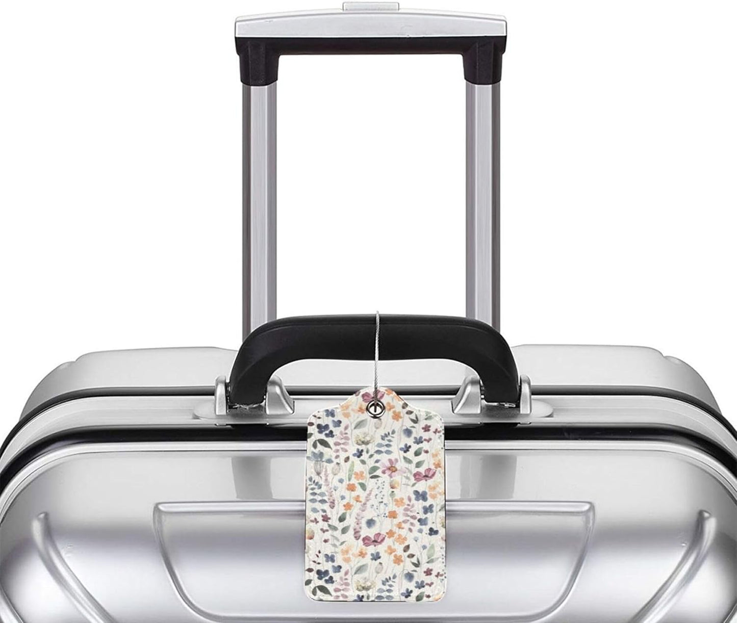 2 Pack Luggage Tag for Suitcase, Cute Leather Suitcase Tags Identifiers with Privacy Name Address Labels Durable Steel Loop for Women Men Girl Travel(Cute Watercolor Flowers)