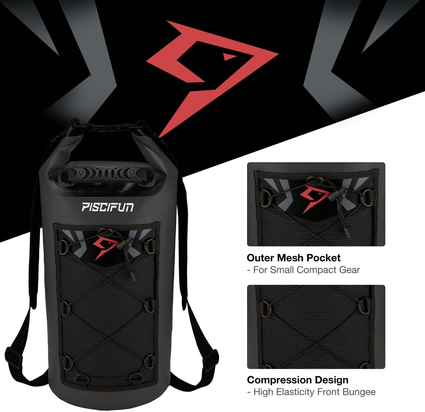 Piscifun Dry Bag, Waterproof Floating Backpack 10L/20L/30L/40L with Waterproof Phone Case for Boating, Kayaking, Fishing