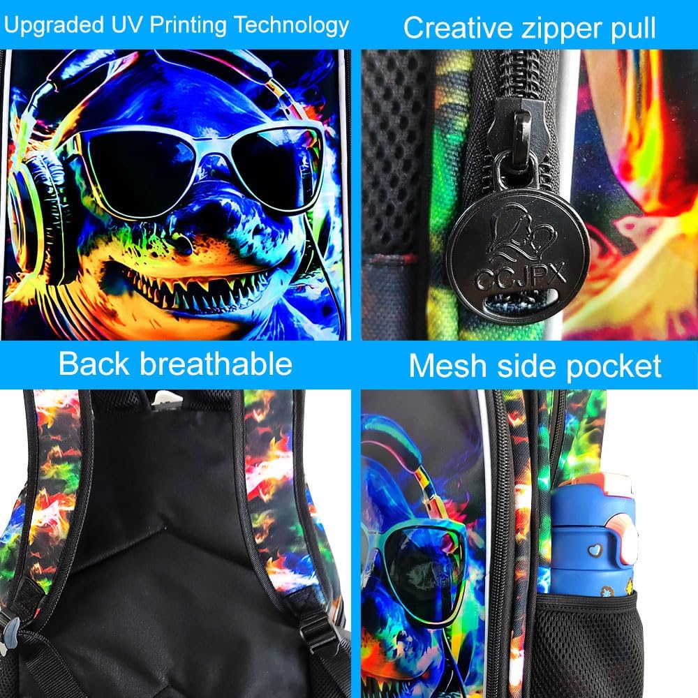 3Pcs Backpack for Boys, 17" Kids Bookbag with Lunch Box, School Backpacks for Elementary Preschool Kindergarten