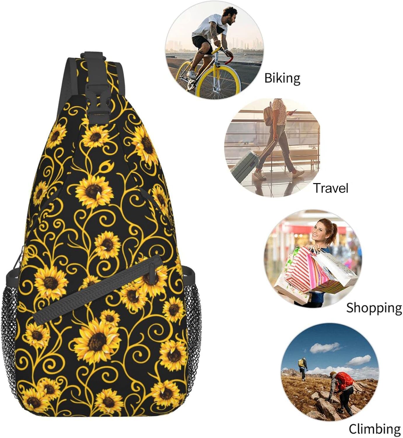 Sunflower Sling Bag Travel Sunflower Crossbody Bag Chest Daypack Hiking Shoulder Bag For Men Women