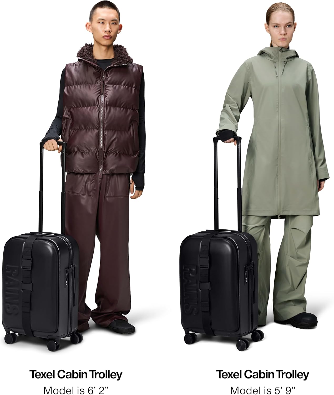 RAINS Texel Cabin Trolley, Carry On Suitcase with Spinner Wheels - Waterproof 2 Year Warranty - Lightweight, Durable Travel Luggage