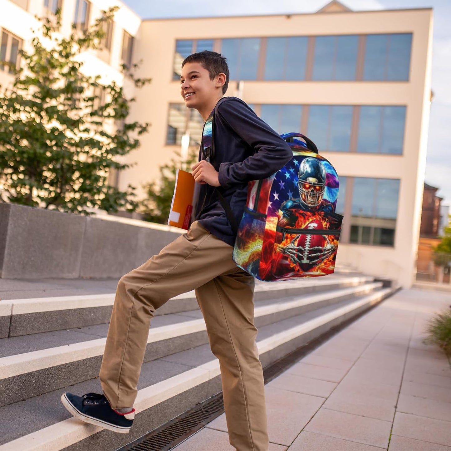 School Backpack for Boys American Football Boys Backpack for Kids Children Elementary Middle School Sport Bookbag Travel Back Pack for Ages 6-18