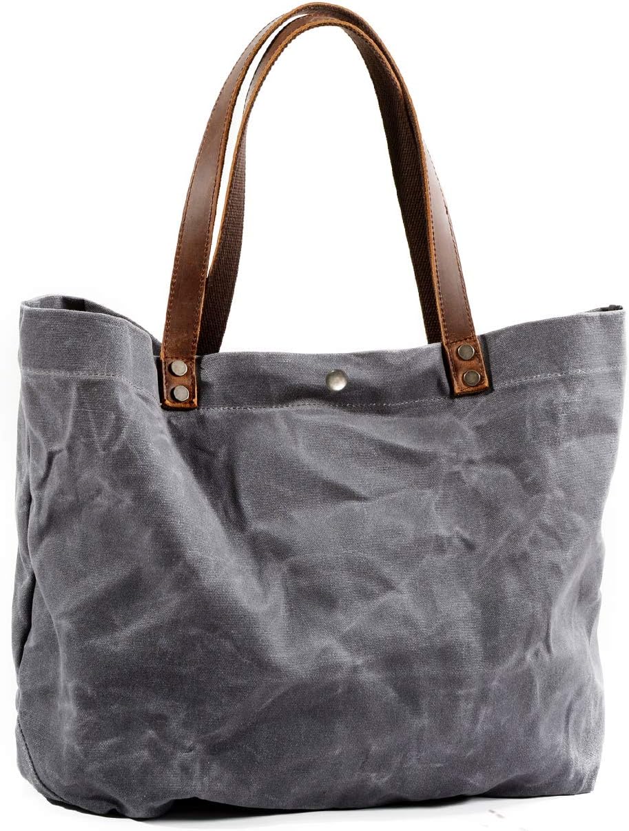 WUDON Waxed Canvas Travel Tote Bag - Extra Large Carryall Shoulder Bag for Women