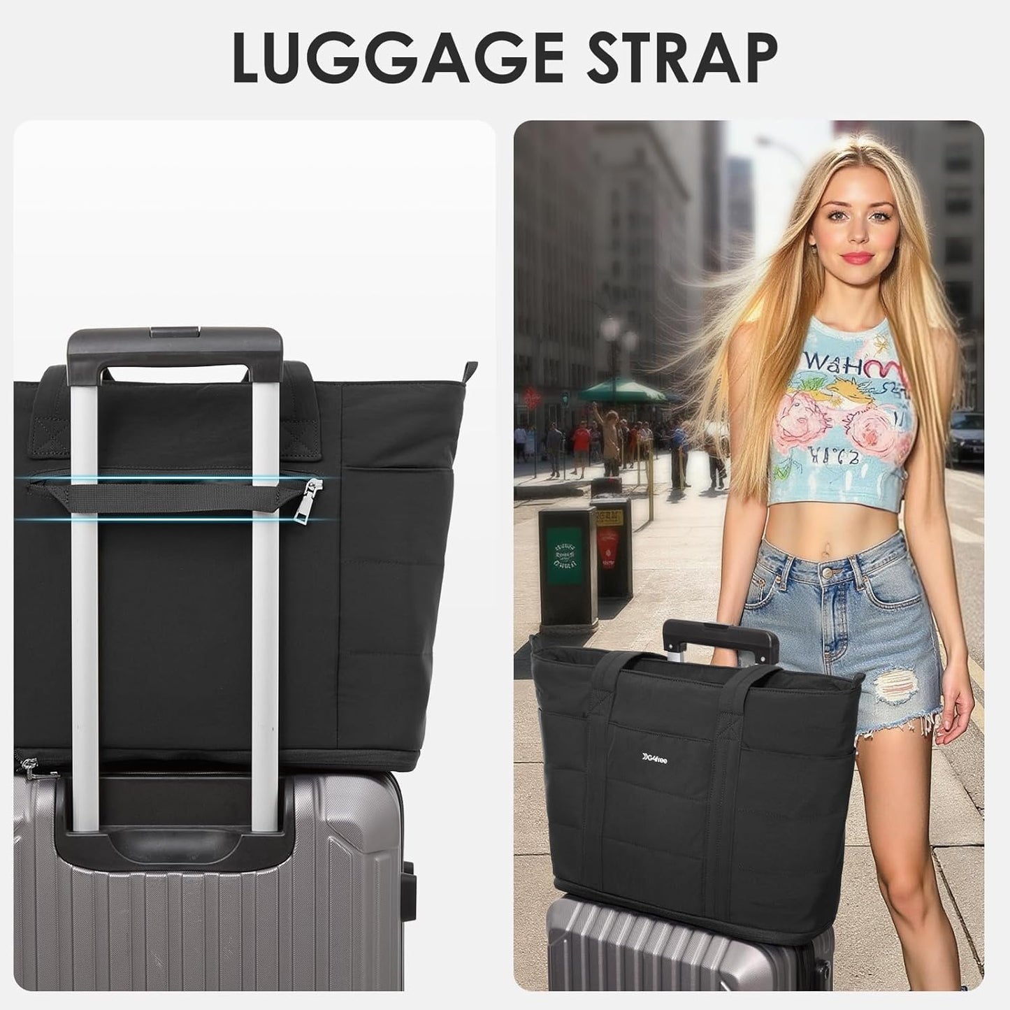 G4Free Tote Bag for Women,Puffer Work Bags with Zipper Compartments, Expandable Handbag for Travel Work Sport