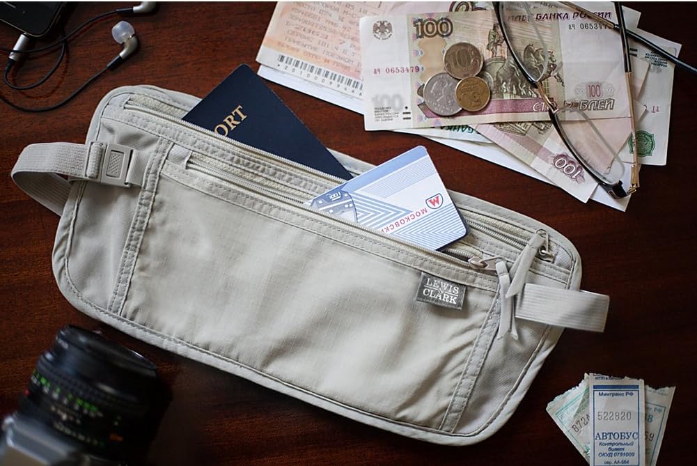 Lewis N. Clark RFID Blocking Money Belt Travel Pouch Waist Stash + Credit Card, Id, Passport Holder for Women & Men