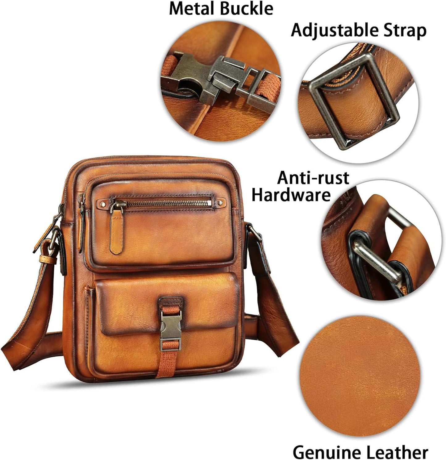 IVTG Genuine Leather Purse and Messenger Bag for Men Fashion Leather Shoulder Bags Briefcase