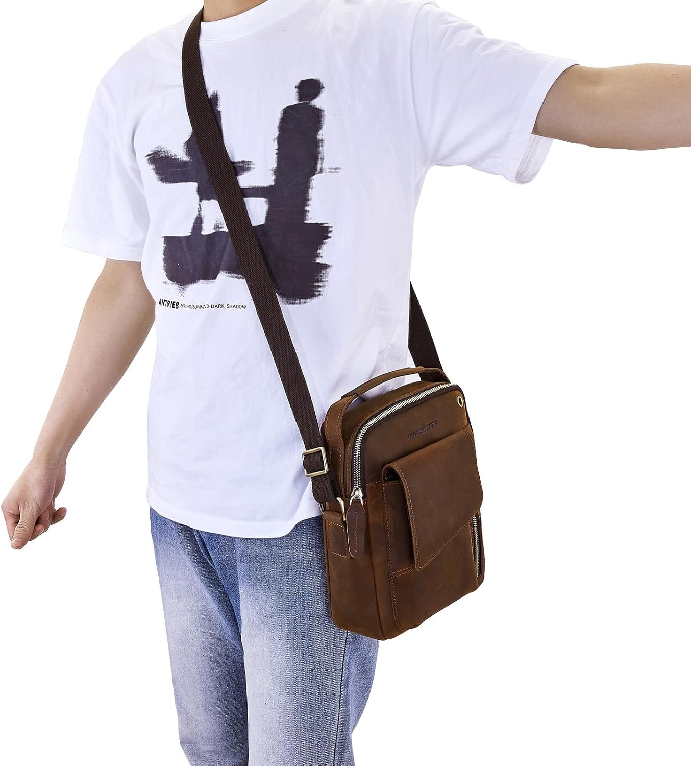 IVESIGN Crossbody Sling Bag for men and women,Leather Satchel Shoulder Bag