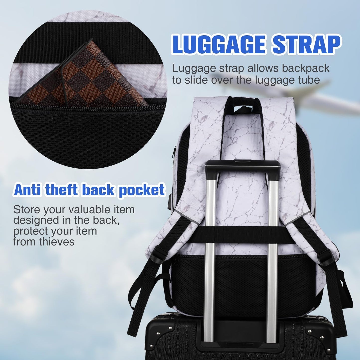 Paude Backpack for Men,College Backpack High School Bookbag for Teen Boys Laptop Bookbag with USB Port