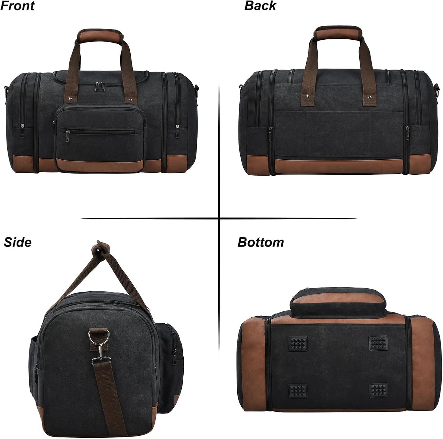 Litvyak Duffle Bag for Travel, 50L Canvas Travel Duffel Bags Overnight Weekend Gym Carry On Luggage