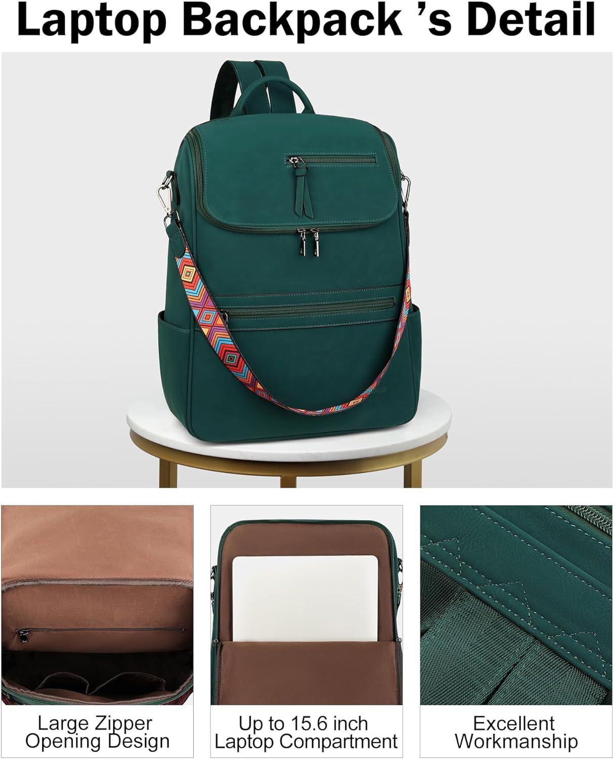 FADEON Laptop Backpack for Women Leather Travel Backpack with Laptop Compartment, Designer Ladies