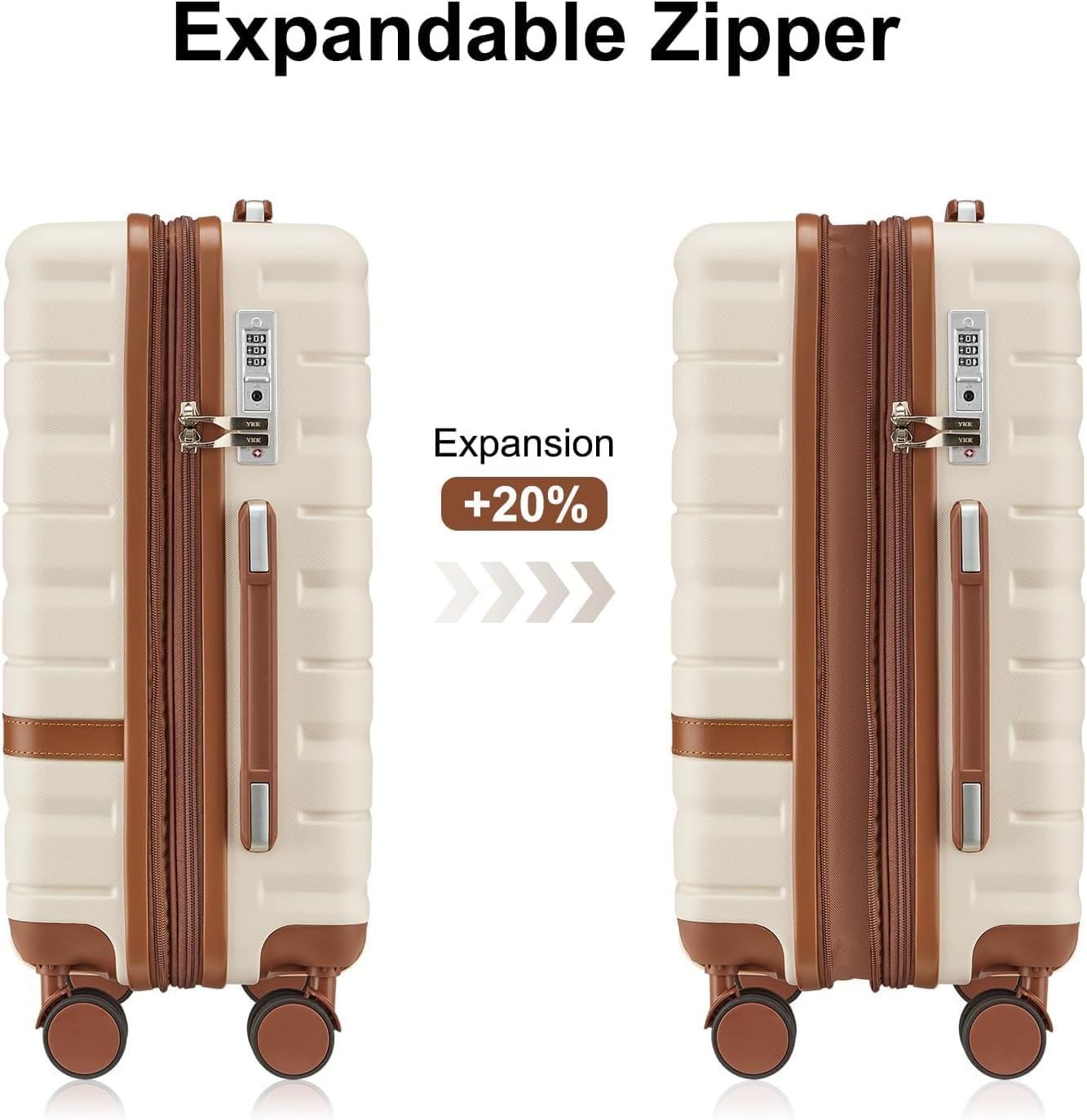 Carry On Luggage 3 Piece Lightweight Travel Luggage Set,22x14x9 Airline Approved,YKK Zippers Expandable Hard Shell Suitcase with Spinner Wheels TSA Lock (Black, 3 Piece Sets (20/DB/TB))