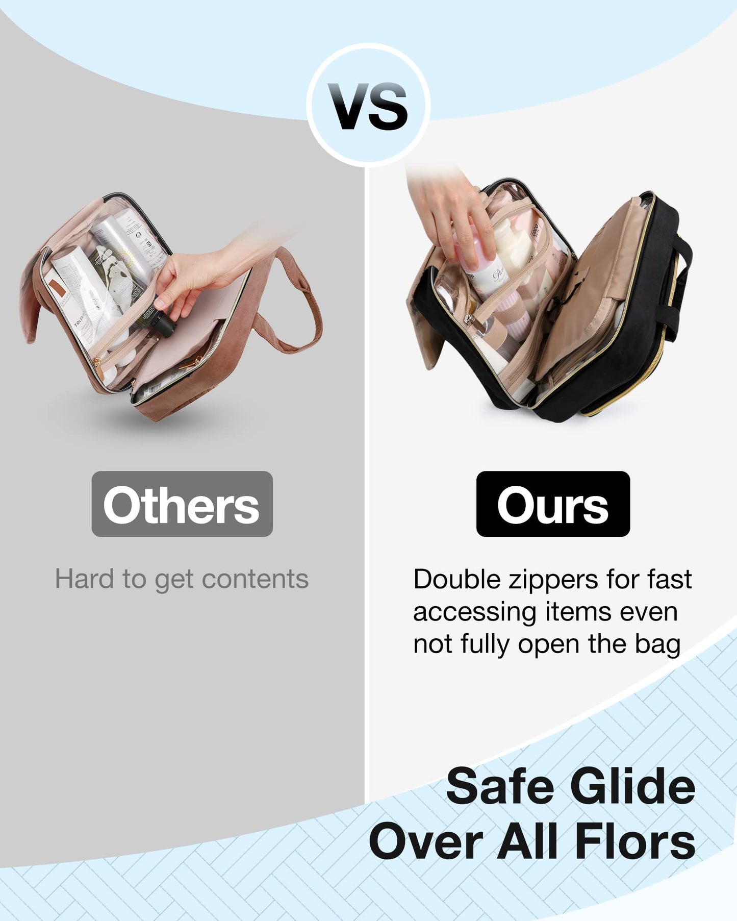 BAGSMART Toiletry Bag Hanging Travel Makeup Organizer with TSA Approved Transparent Cosmetic Bag