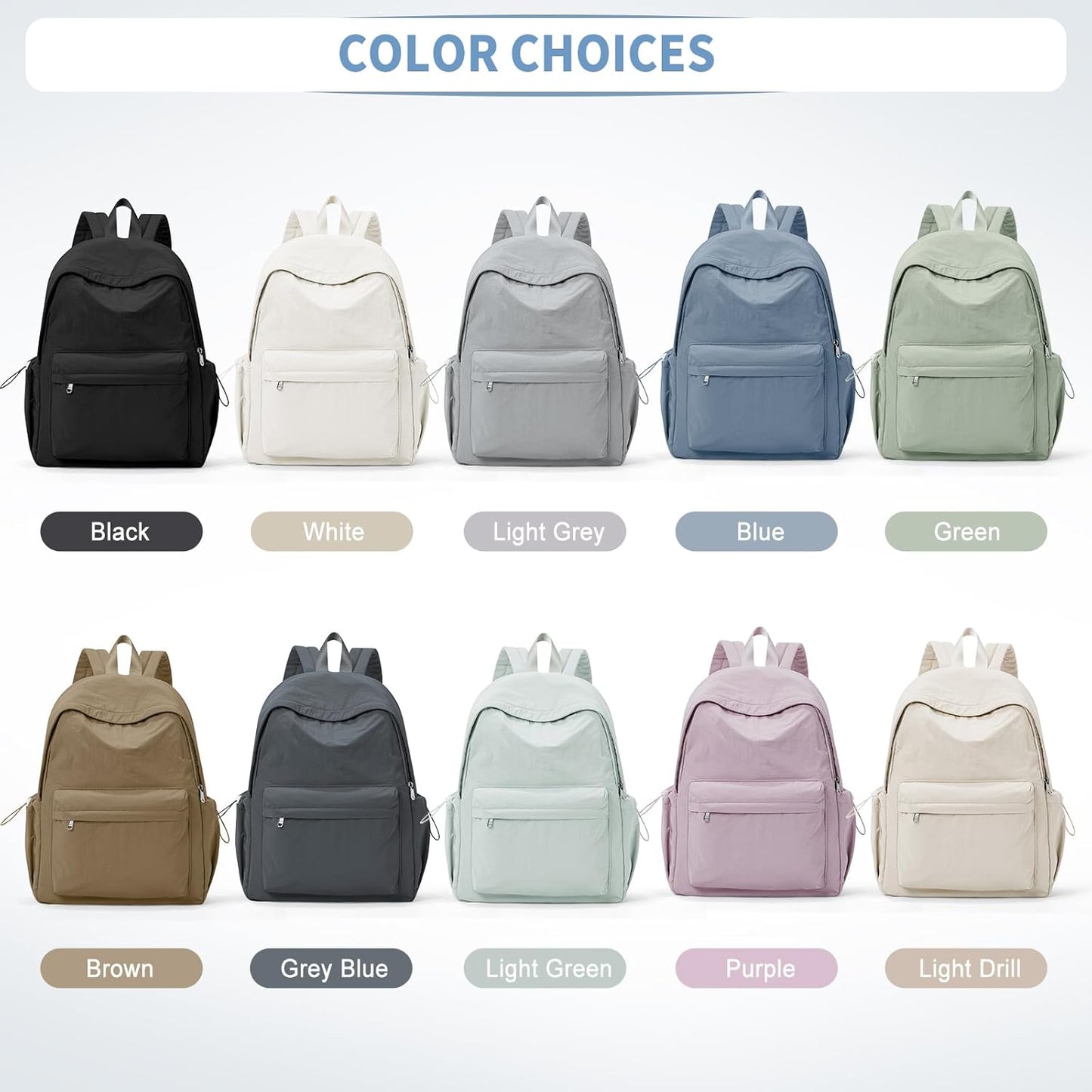 Simple School Backpack For Women Men Aesthetic Medium Backpack Lightweight Casual Daypack College Backpacks Cute Bookbag for Teens Girls Boys Basic Bagpack(Blue)