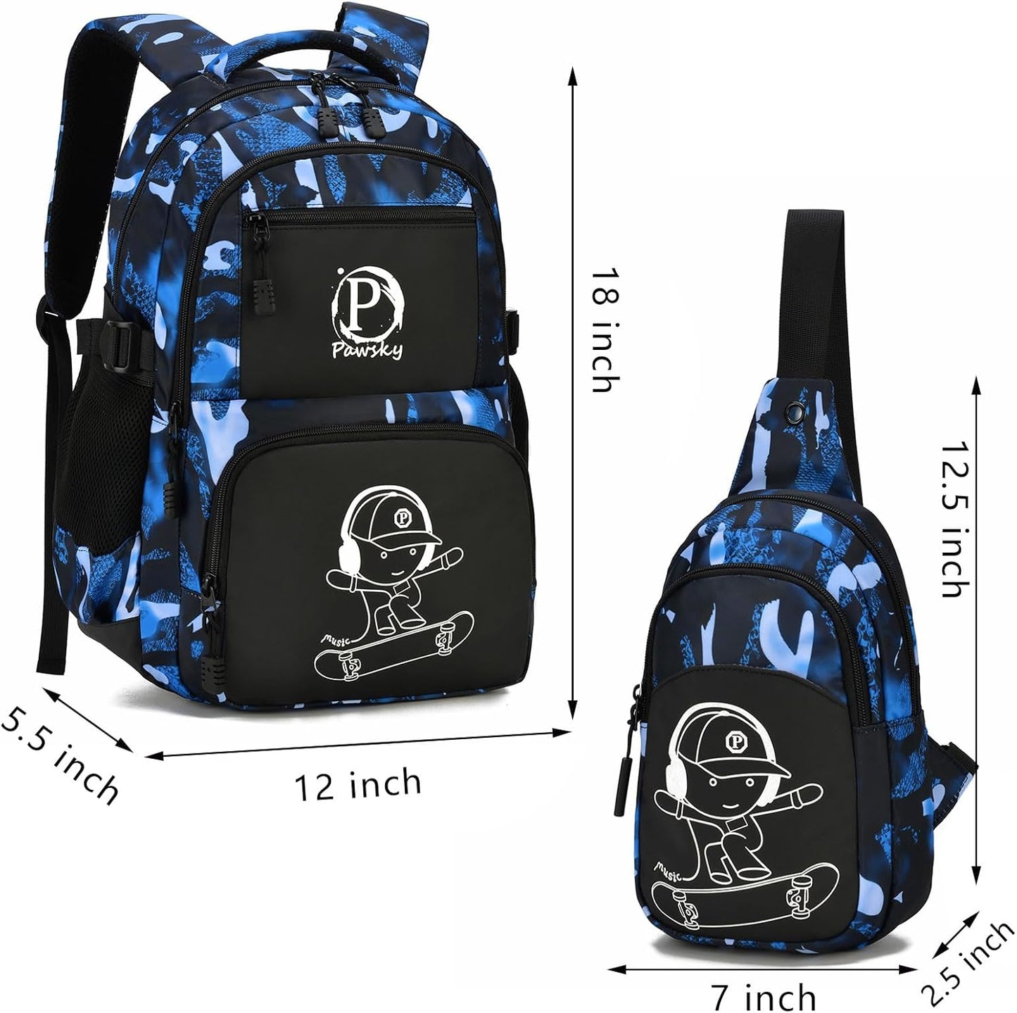 School Backpack for Boys, Waterproof Laptop Backpack with USB Charging Port, Anime Cartoon Luminous Backpack Lightweight Kids Bookbag for Teen Boys