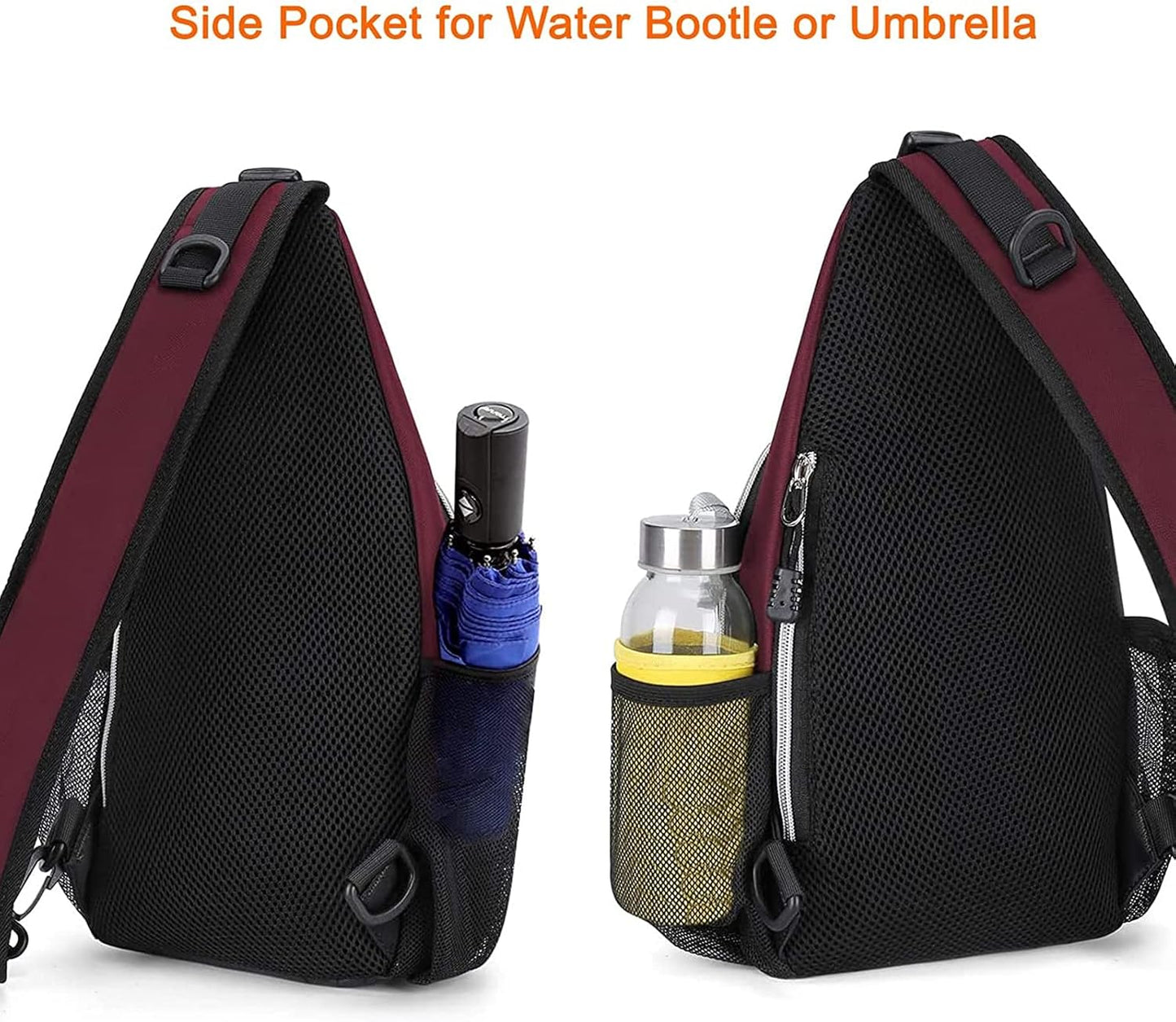 MOSISO Mini Sling Backpack,Small Hiking Daypack Travel Outdoor Casual Sports Bag, Wine Red