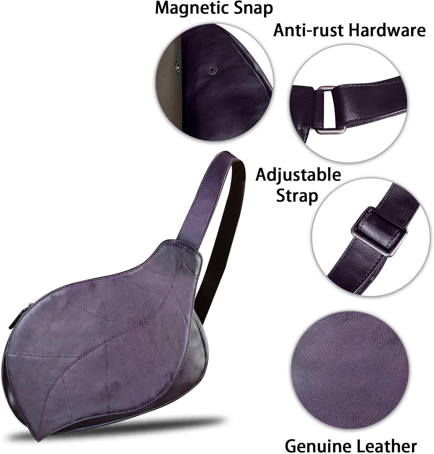 IVTG Genuine Leather Sling Bag for Women Vintage Real Leather Sling Backpack Fashion Shoulder Crossbody Bags Chest Bags